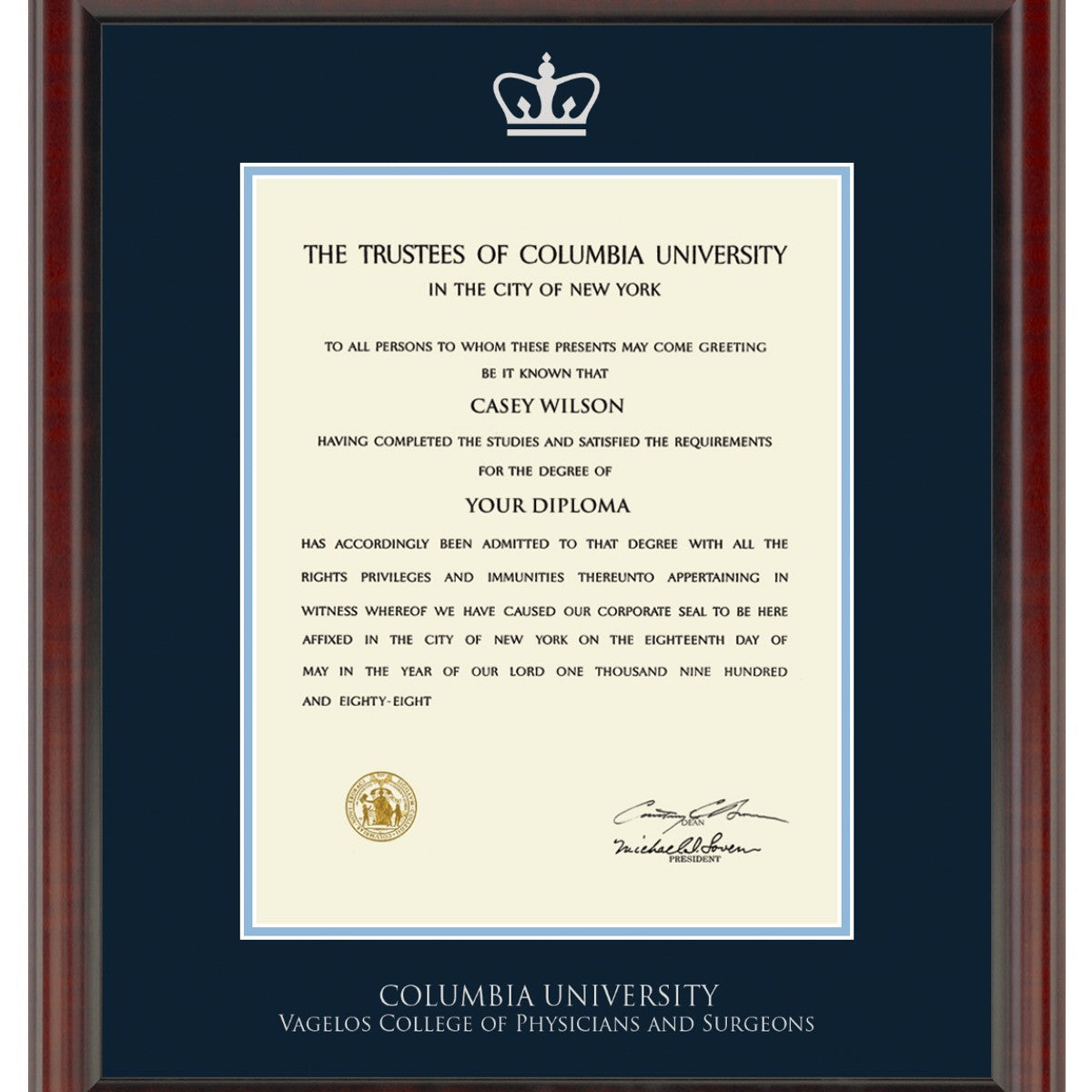 VP&S Diploma Frame, the Fidelitas | M.LaHart & Co.