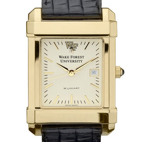 Wake Forest Men&#39;s Gold Quad with Leather Strap Shot #1