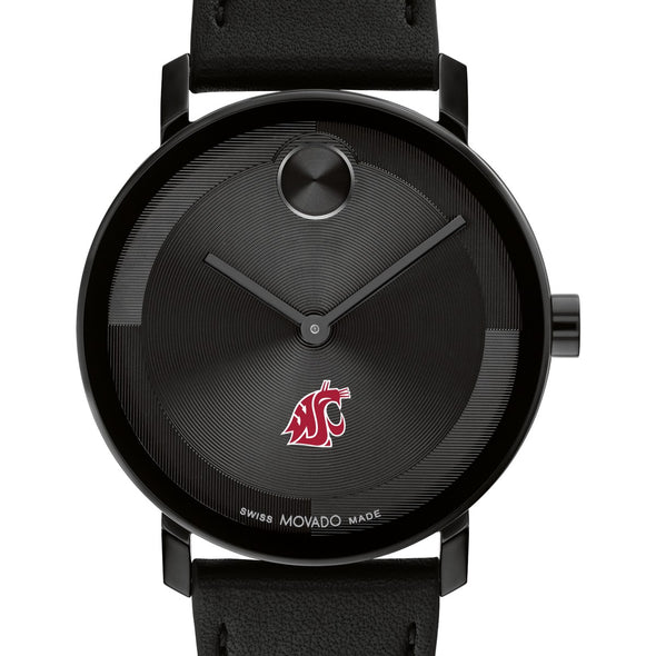 Washington State University Men's Movado BOLD with Black Leather Strap Shot #1