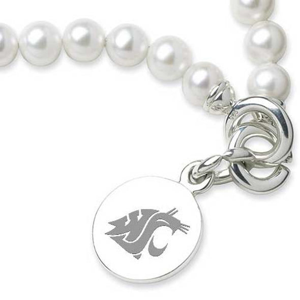 Washington State University Pearl Bracelet with Sterling Silver Charm Shot #2