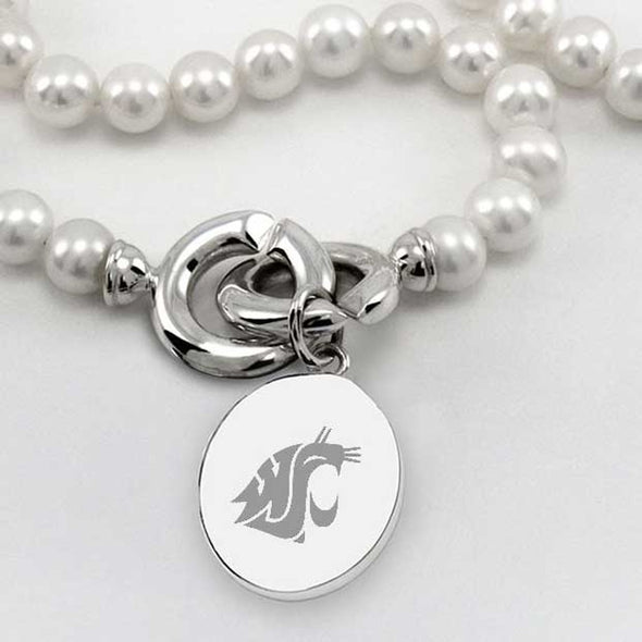 Washington State University Pearl Necklace with Sterling Silver Charm Shot #2