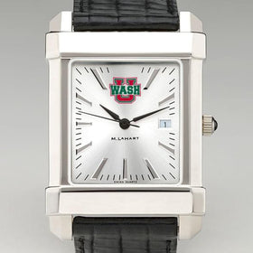 WashU Men&#39;s Collegiate Watch with Leather Strap Shot #1