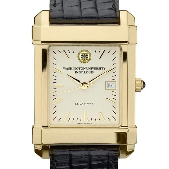 WashU Men&#39;s Gold Quad with Leather Strap Shot #1