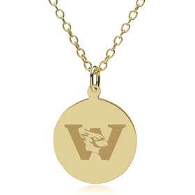 Wesleyan 14K Gold Pendant &amp; Chain Shot #1