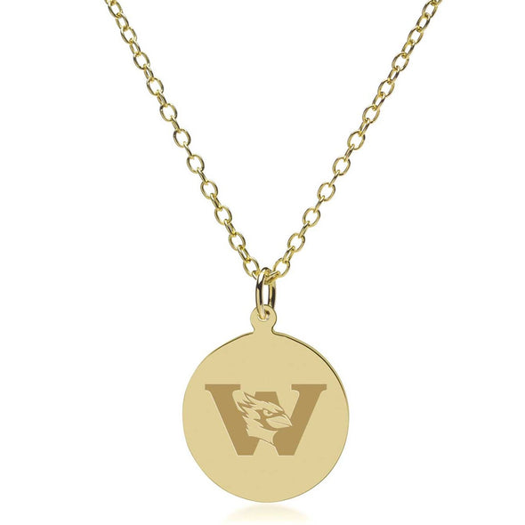 Wesleyan 14K Gold Pendant &amp; Chain Shot #2