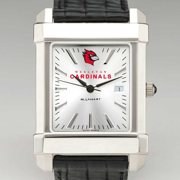 Wesleyan Men's Collegiate Watch with Leather Strap Shot #1