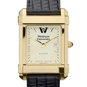 Wesleyan Men's Gold Quad with Leather Strap Shot #1