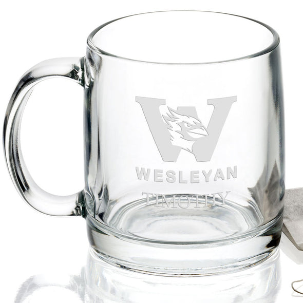 Wesleyan University 13 oz Glass Coffee Mug Shot #2