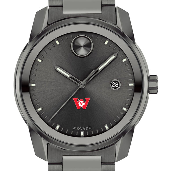 Wesleyan University Men's Movado BOLD Gunmetal Grey with Date Window Shot #1