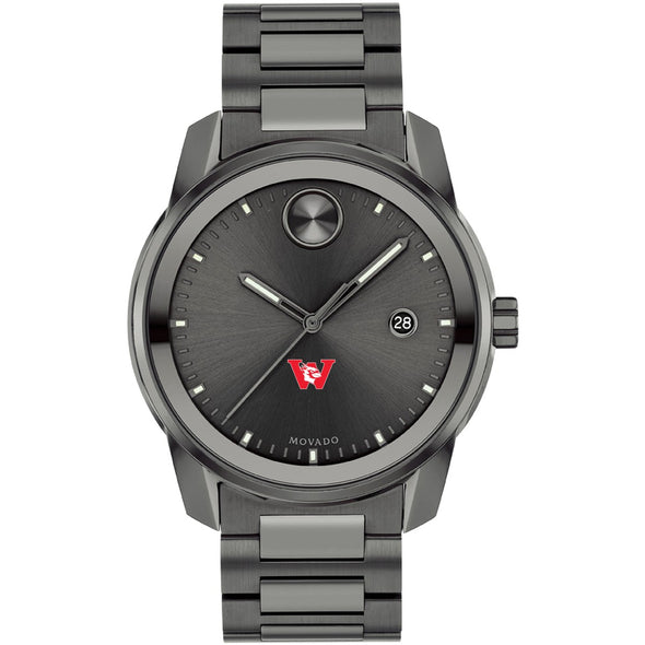 Wesleyan University Men's Movado BOLD Gunmetal Grey with Date Window Shot #2