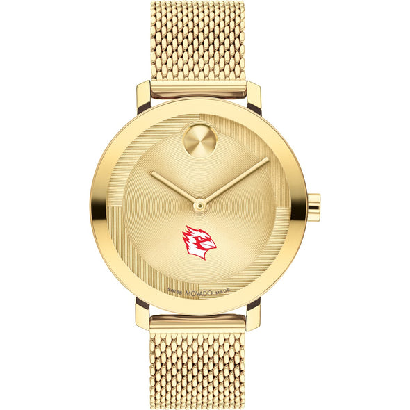 Wesleyan University Women's Movado Bold Gold with Mesh Bracelet Shot #2