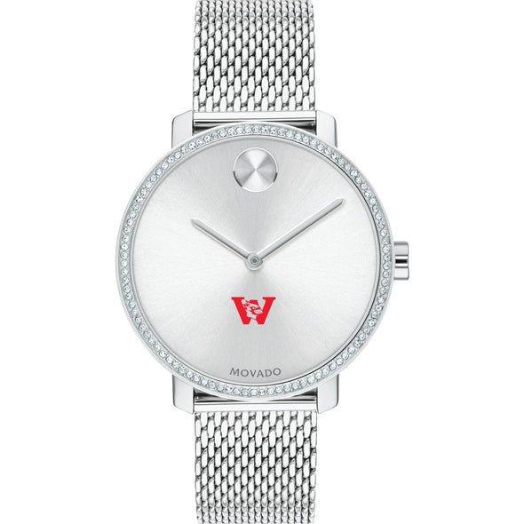 Wesleyan Women's Movado Bold with Crystal Bezel & Mesh Bracelet Shot #2