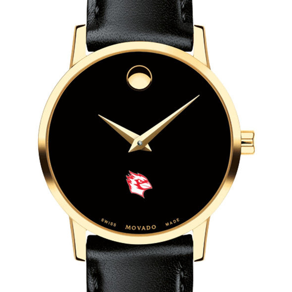 Wesleyan Women's Movado Gold Museum Classic Leather Shot #1