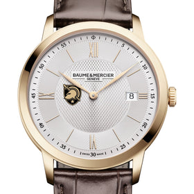 West Point Men's Baume et Mercier 40mm Gold PVD Classima Watch with Silver Dial & Dark Brown Leather Strap Shot #1