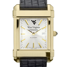 West Virginia Men's Gold Watch with 2-Tone Dial & Leather Strap at M.LaHart & Co. Shot #1