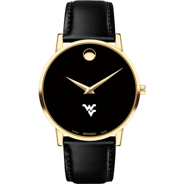 West Virginia Men's Movado Gold Museum Classic Leather Shot #2