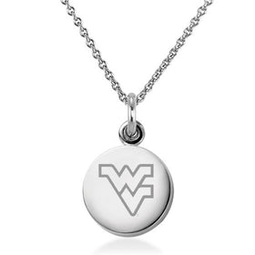 West Virginia University Necklace with Charm in Sterling Silver Shot #1