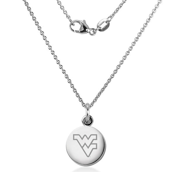 West Virginia University Necklace with Charm in Sterling Silver Shot #2