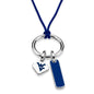 West Virginia University Silk Necklace with Enamel Charm & Sterling Silver Tag Shot #1
