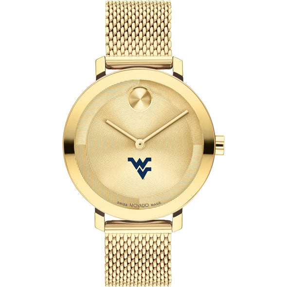 West Virginia University Women's Movado Bold Gold with Mesh Bracelet Shot #2