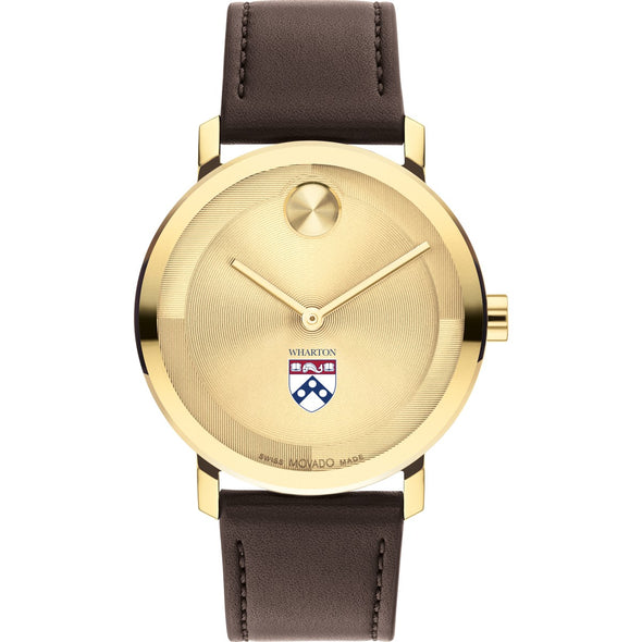 Wharton Men&#39;s Movado BOLD Gold with Chocolate Leather Strap Shot #2