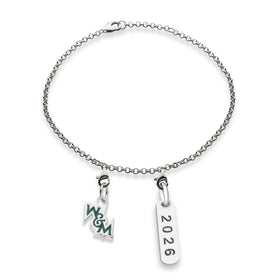 William & Mary Class Year Sterling Silver Anklet Shot #1