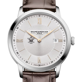 William & Mary Men's Baume et Mercier 40mm Classima Quartz Watch with Silver Dial & Dark Brown Leather Strap Shot #1