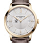 William & Mary Men's Baume et Mercier 40mm Gold PVD Classima Watch with Silver Dial & Dark Brown Leather Strap Shot #1
