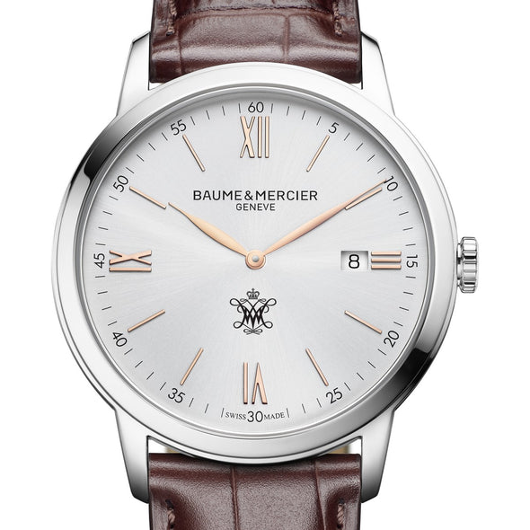 William & Mary Men's Baume et Mercier 42mm Classima Watch with Silver Dial & Brown Leather Strap Shot #1