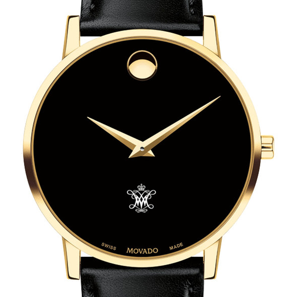 William & Mary Men's Movado Gold Museum Classic Leather Shot #1