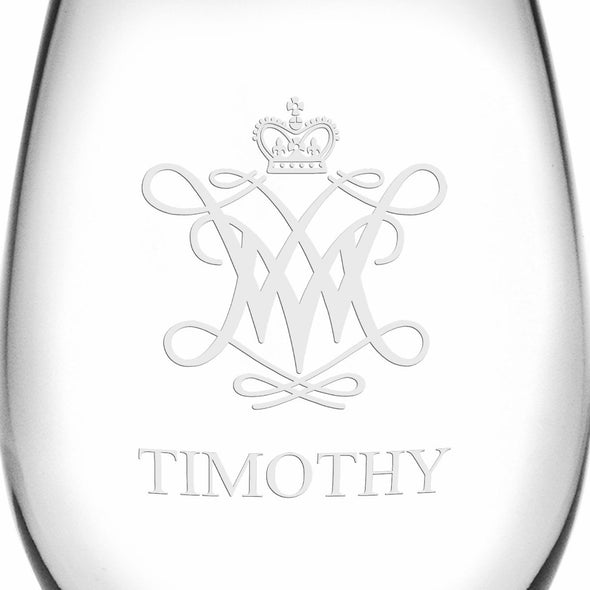 William & Mary Stemless Wine Glasses Made in the USA Shot #3