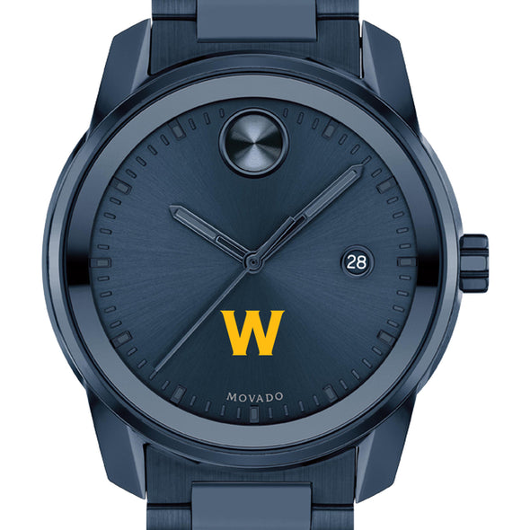 Williams College Men's Movado BOLD Blue Ion with Date Window Shot #1