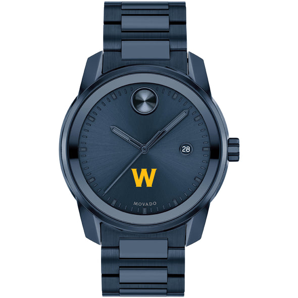 Williams College Men's Movado BOLD Blue Ion with Date Window Shot #2