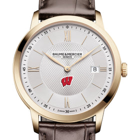 Wisconsin Men's Baume et Mercier 40mm Gold PVD Classima Watch with Silver Dial & Dark Brown Leather Strap Shot #1