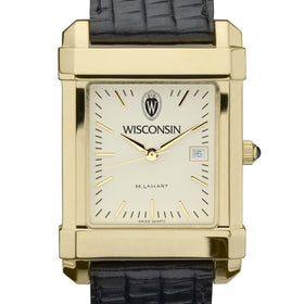 Wisconsin Men&#39;s Gold Quad with Leather Strap Shot #1
