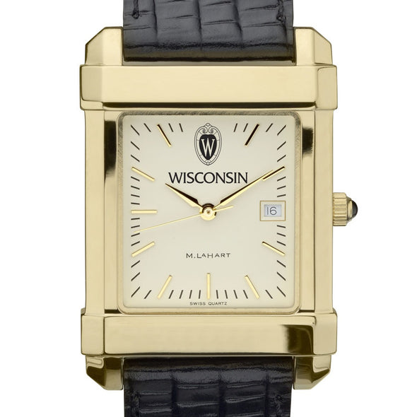 Wisconsin Men's Gold Quad with Leather Strap Shot #1
