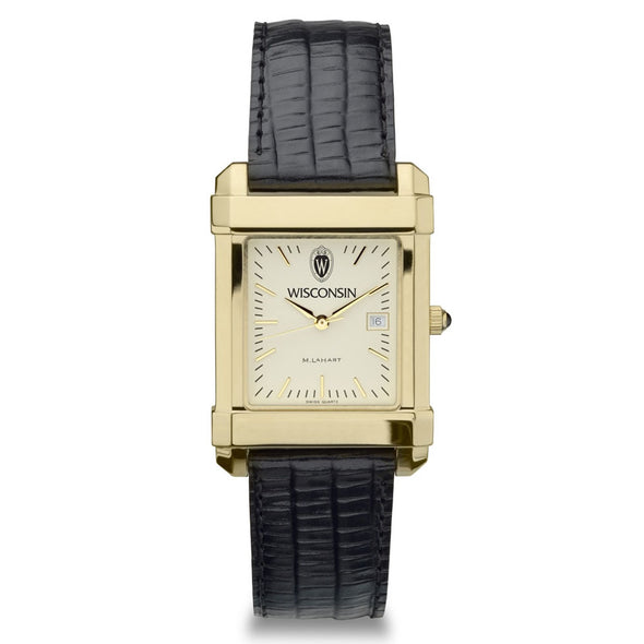 Wisconsin Men&#39;s Gold Quad with Leather Strap Shot #2