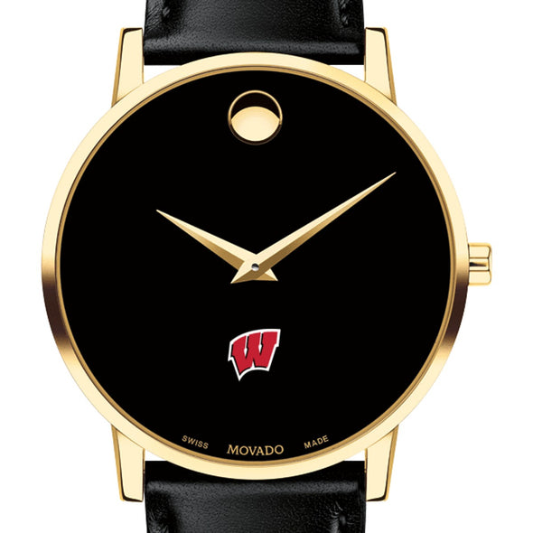 Wisconsin Men&#39;s Movado Gold Museum Classic Leather Shot #1