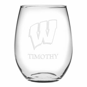 Wisconsin Stemless Wine Glasses Made in the USA - Set of 2 Shot #1