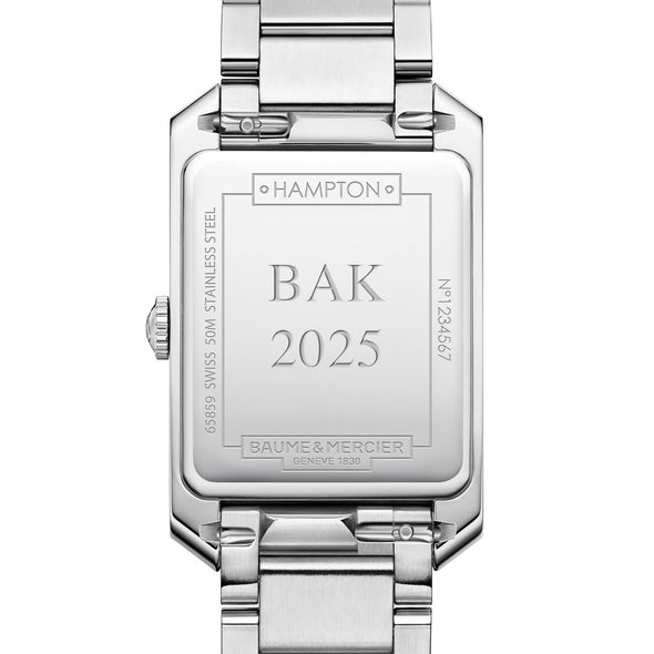 Women's Baume et Mercier 35X22mm Hampton Watch with Silver Dial & Bracelet Back Engraving