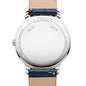 Women's Baume et Mercier 36.5mm Classima Watch with White Dial & Blue Leather Strap Caseback Engraving
