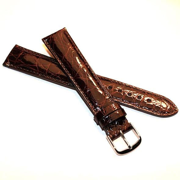 Women&#39;s Brown Crocodile Strap with Silver Buckle for Quad Watches Shot #1