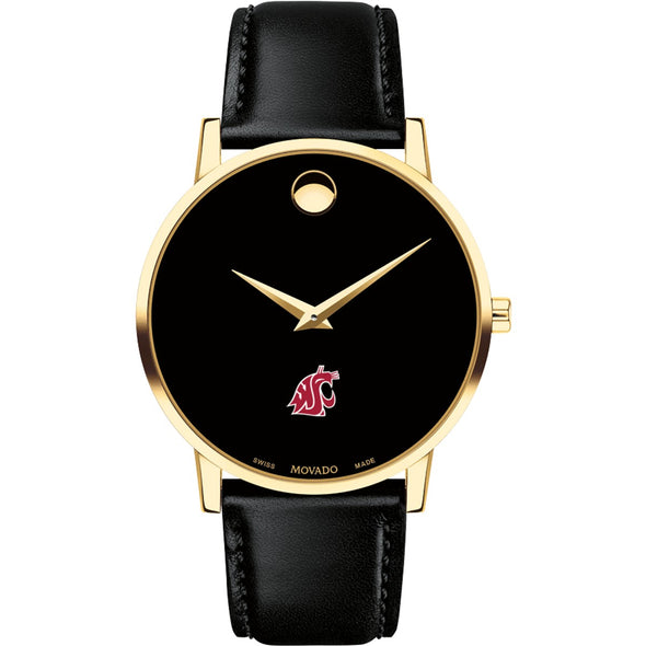 WSU Men's Movado Gold Museum Classic Leather Shot #2