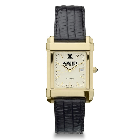 Xavier Men&#39;s Gold Quad with Leather Strap Shot #2