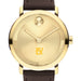 Xavier University of Louisiana Men's Movado BOLD Gold with Chocolate Leather Strap