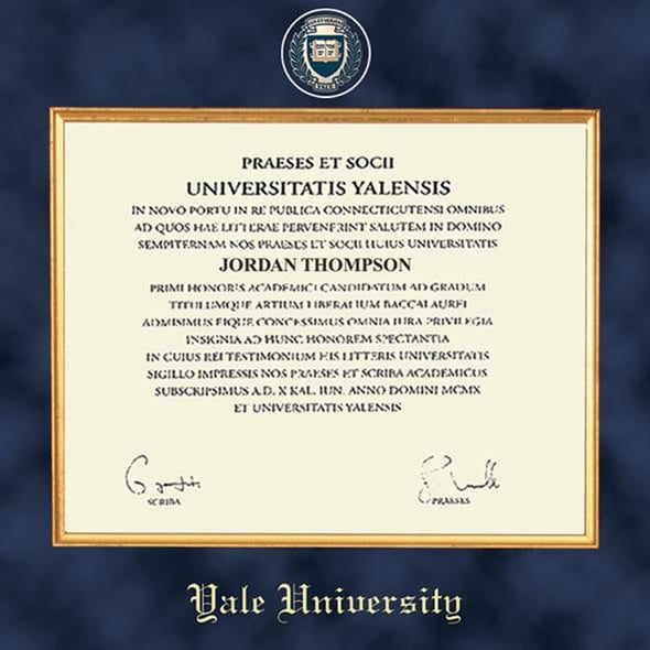 Yale Excelsior Diploma Frame Shot #2