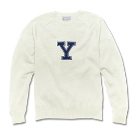 Yale Ivory and Navy Blue Letter Sweater by M.LaHart Shot #1