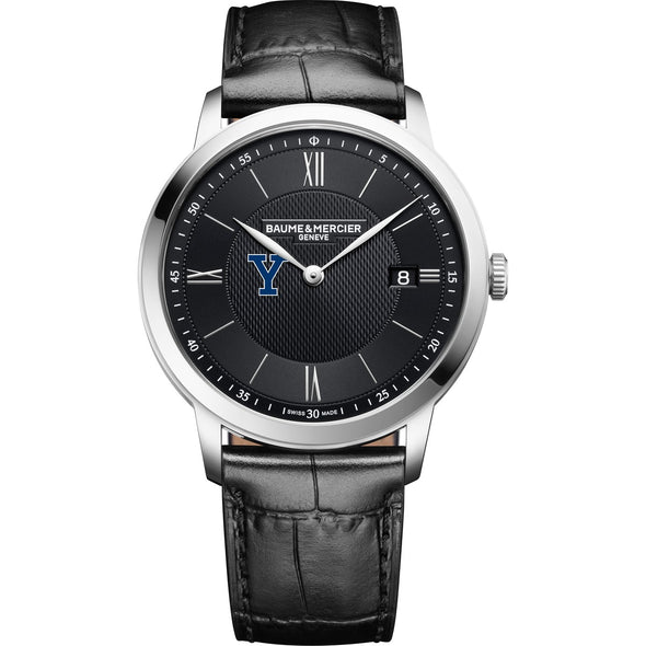Yale Men's Baume et Mercier 40mm Classima Quartz Watch with Black Dial & Black Leather Strap Shot #2