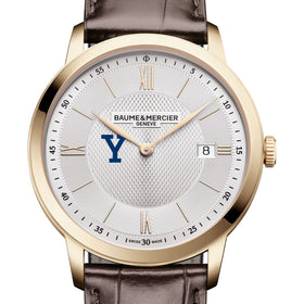 Yale Men's Baume et Mercier 40mm Gold PVD Classima Watch with Silver Dial & Dark Brown Leather Strap Shot #1