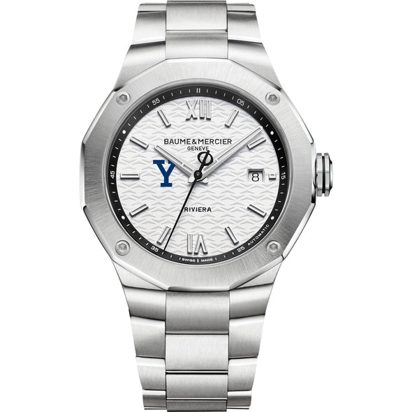 Yale Men's Baume et Mercier 42mm Riviera Watch with White Dial & Bracelet Shot #2